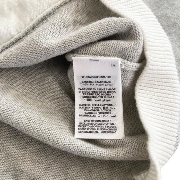 Bonpoint Boys Gray White Colorblock Cotton Cardigan Sweater Size 12 - Picture 7 of 7